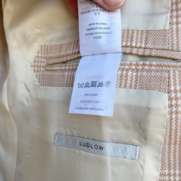 J. Crew Ludlow Plaid Ivory Peach Linen Blazer Jacket Size 8 - Picture 13 of 15